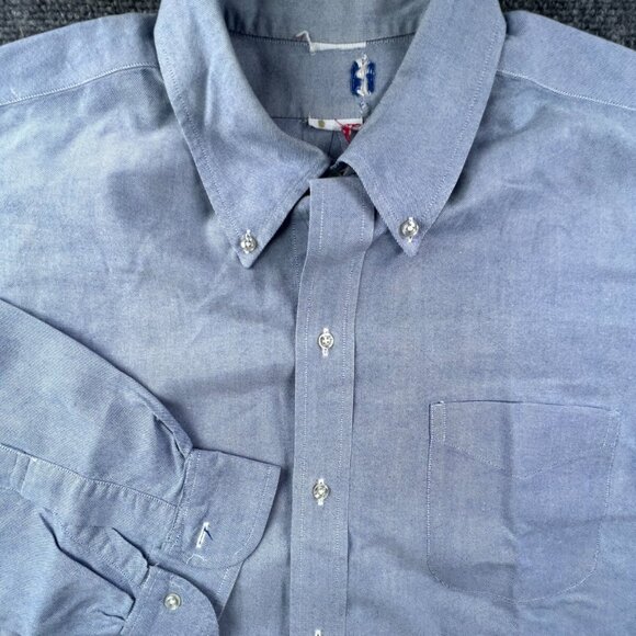 Vintage Brooks Brothers Button Up Shirt Men Blue Solid Barrel Cuff Adult Big - Picture 1 of 12